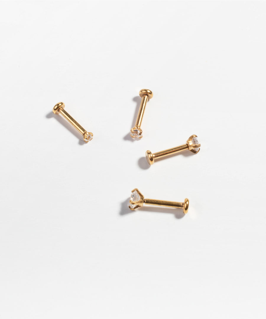 Sparkly CZ Push-Pin Labret Gold