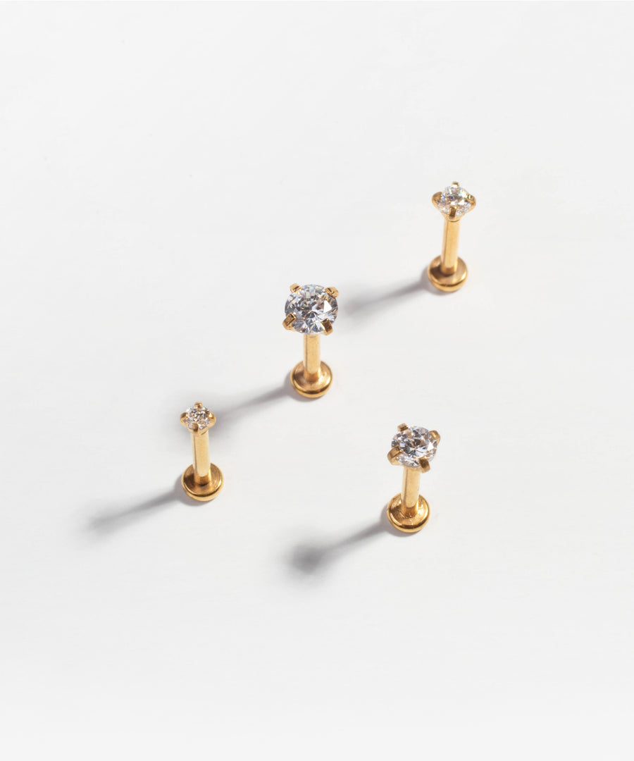 Sparkly CZ Push-Pin Labret Gold